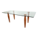Vintage italian glass and wooden dining table, 1990s