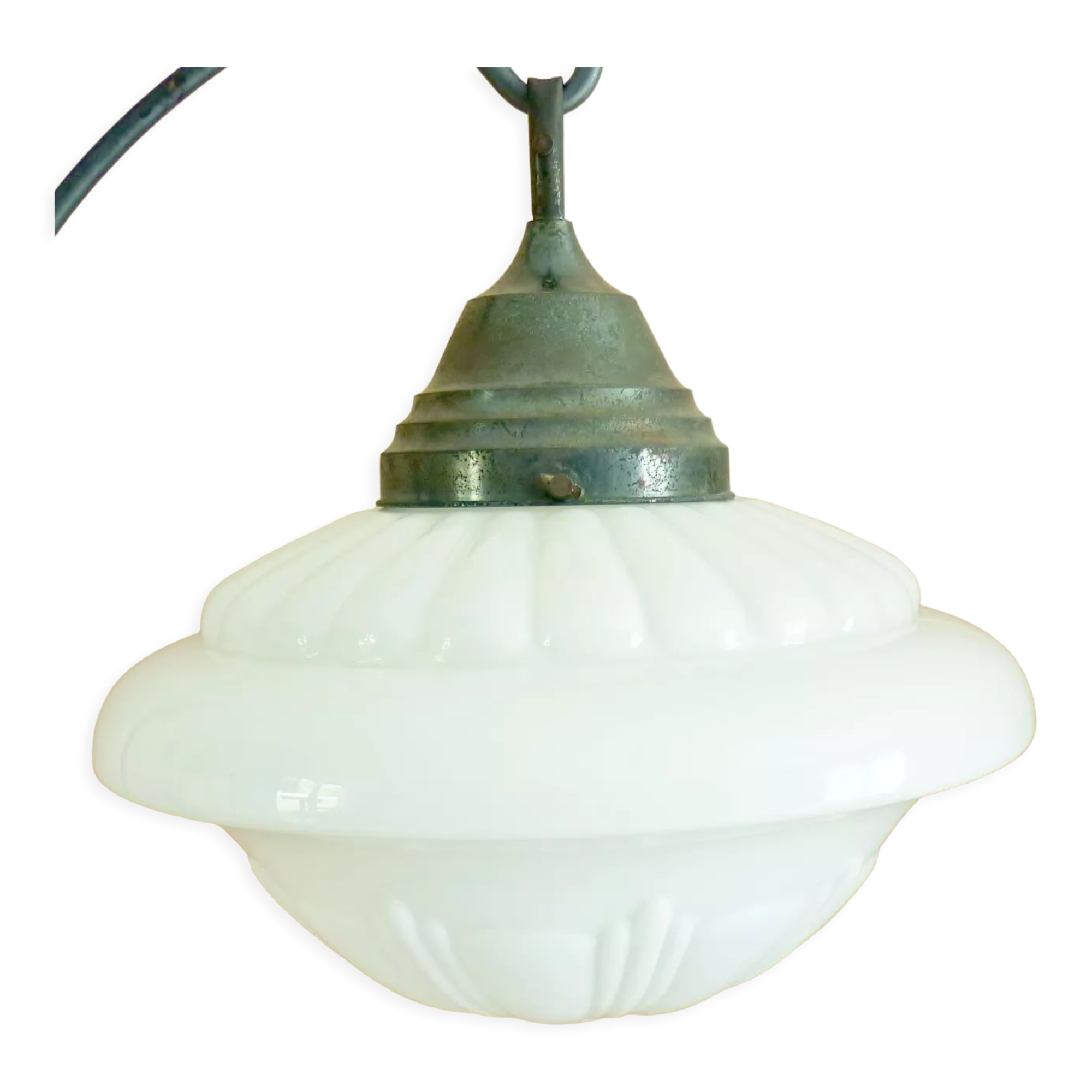 Pendant lamp, lamp, old globe opaline glass, geometric shapes, art deco, 1930
