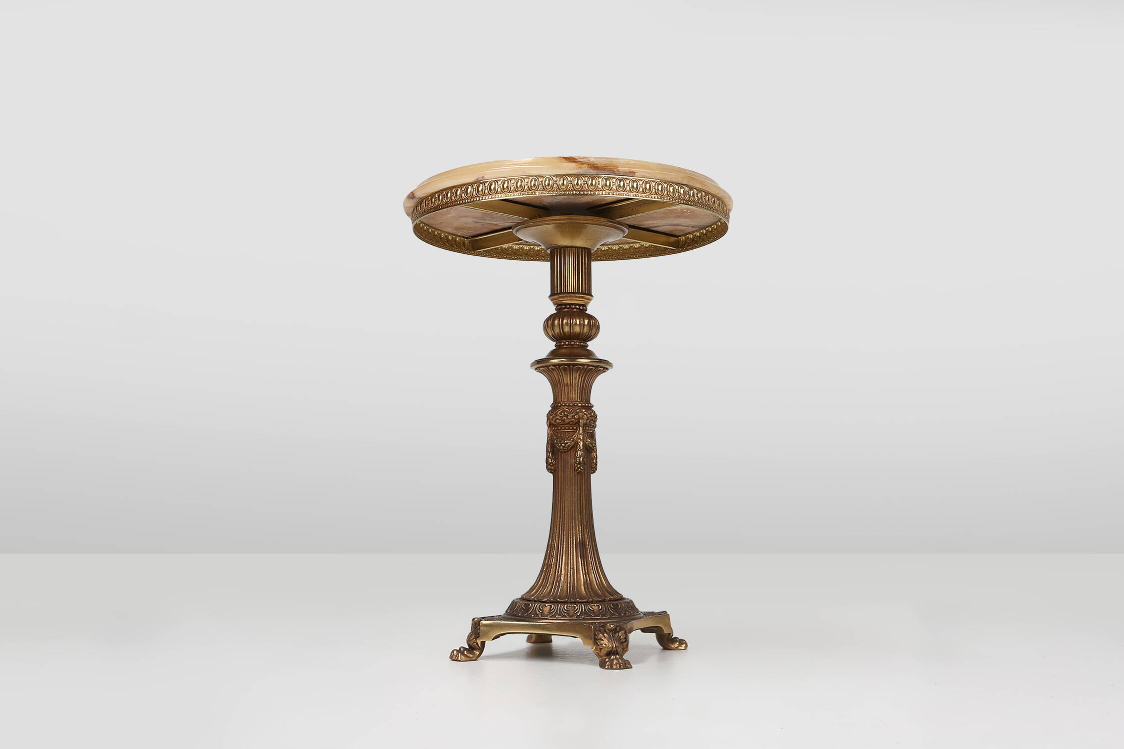 Beautiful brass side table with onyx marble top, France ca. 1950