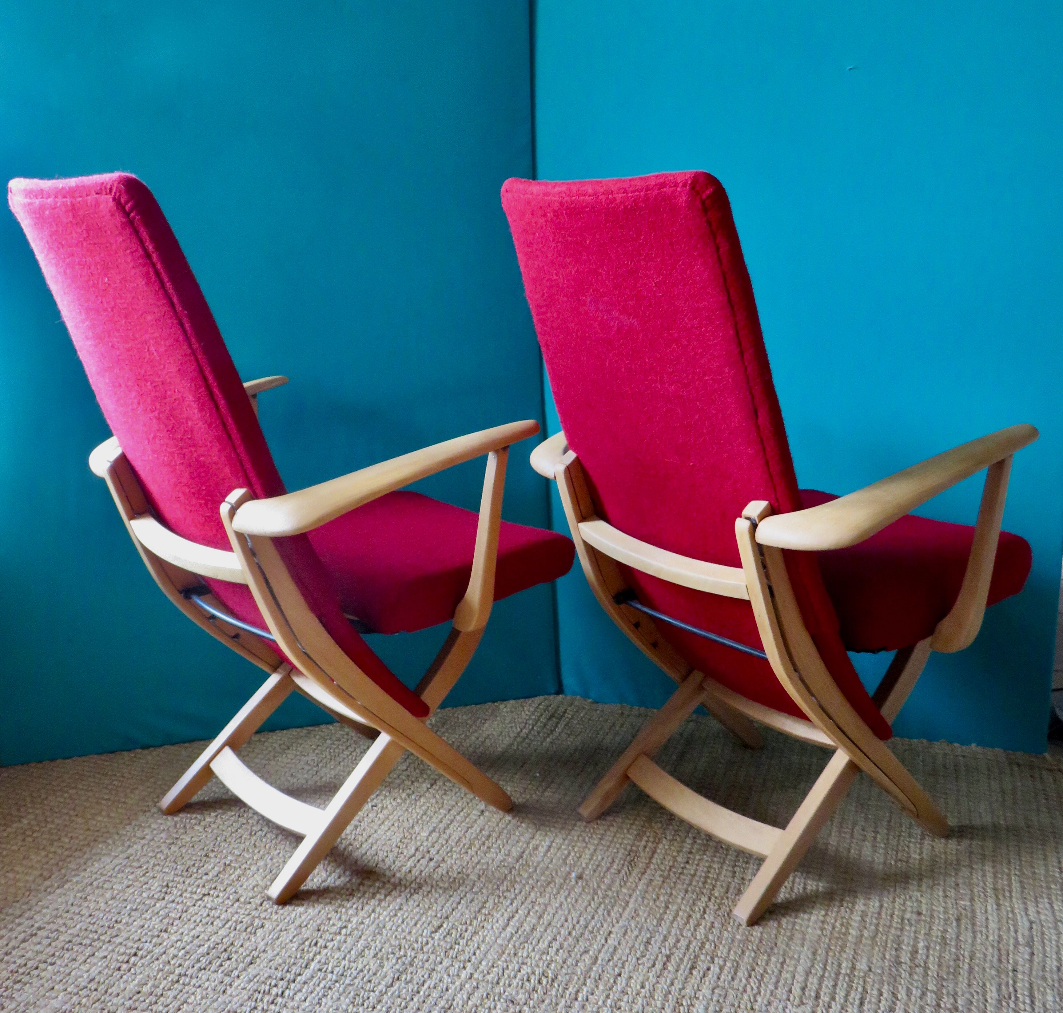 Pair of red armchairs. Denmark 1950