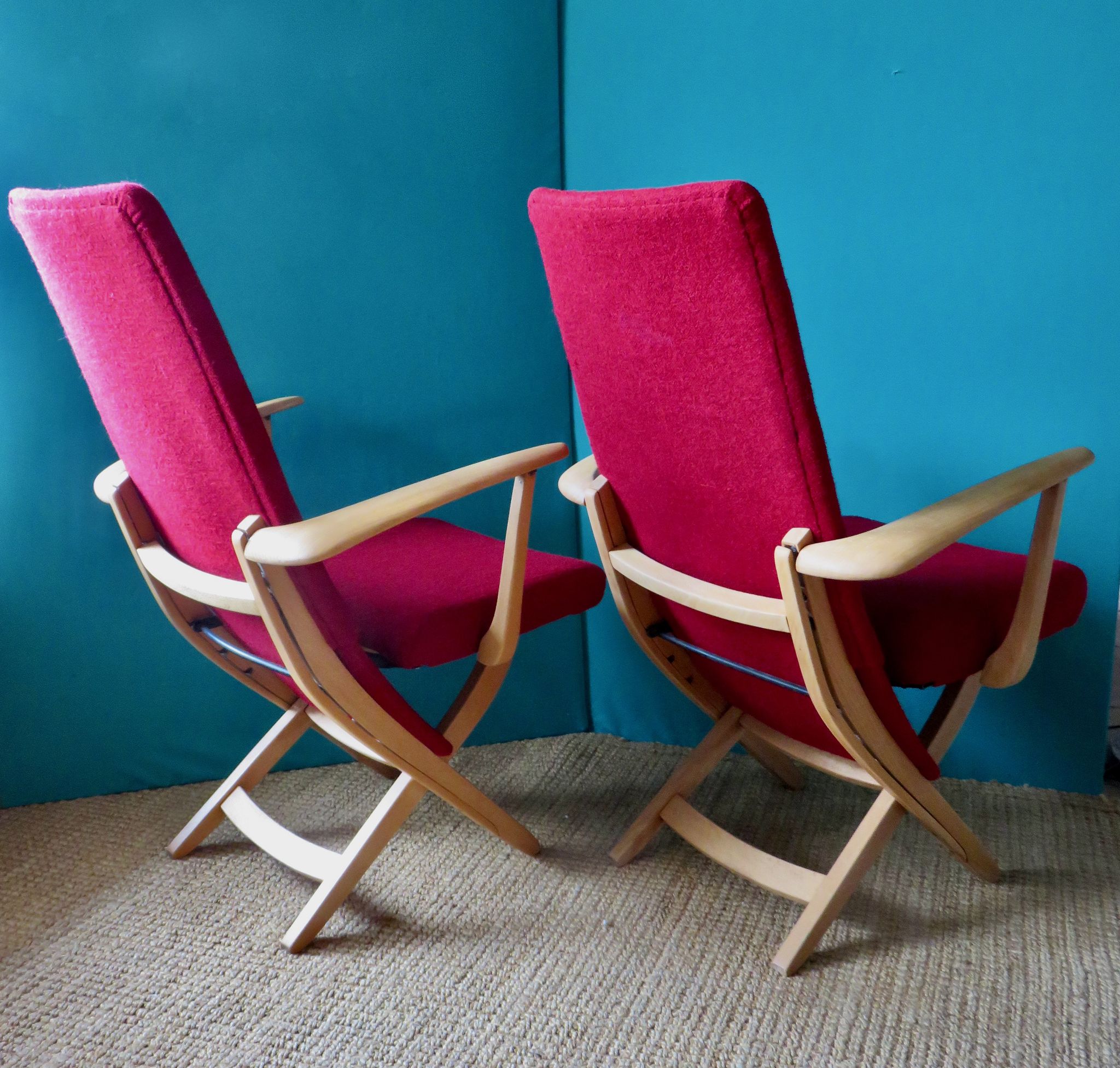 Pair of red armchairs. Denmark 1950