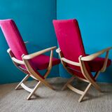 Paire de fauteuils rouges Danemark 1950