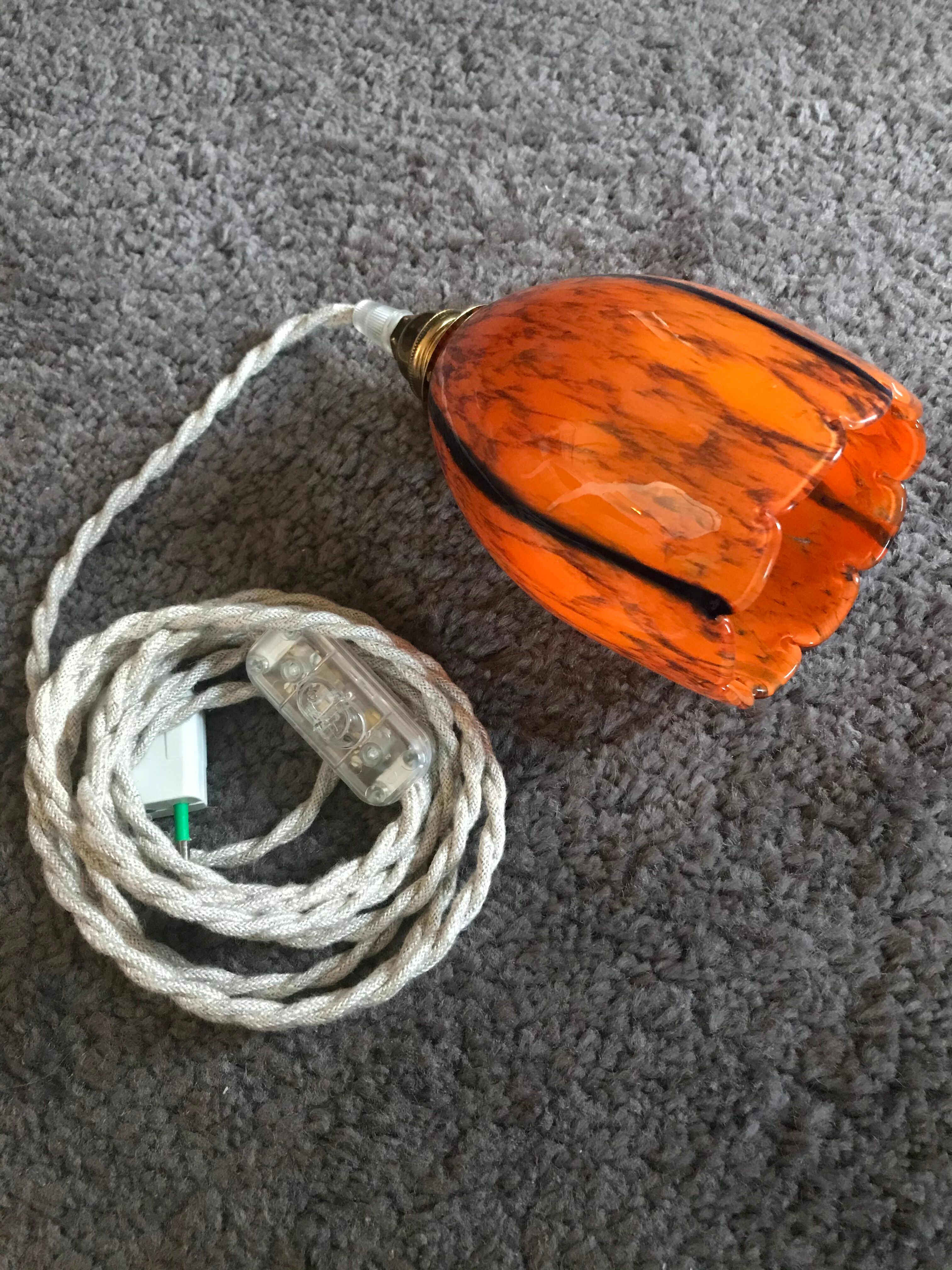 Lampe baladeuse Valauris vintage orange et bleu klein