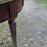 Table bouillotte ancienne avec plateau marbre style louis xvi