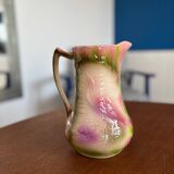 Heron and lily pitcher, St Clément factory, 1920s - vintage water carafe