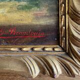 Painting "Bouquet of Lilac" signed G. Beaudouin late nineteenth + frame