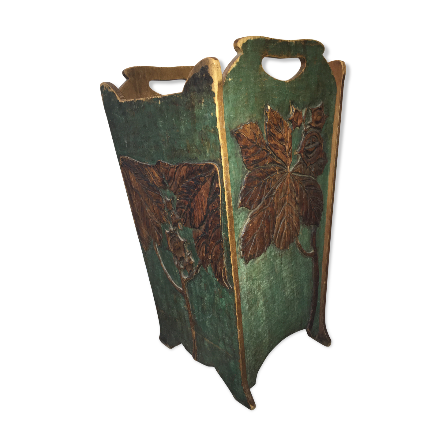 Old umbrella door art deco wooden plant motifs