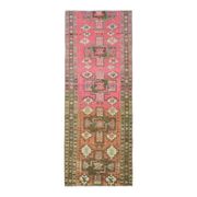 Vintage Turkish Oushak Handmade Wool Cotton Pink Runner Rug 96x242