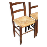 Set of 4 wooden and straw chairs, wooden chair, straw chair, countryside, chalet
