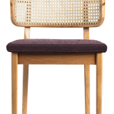 Chair cannage light wood plum