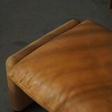 Maralunga ottoman in leather, Vico Magistretti for Cassina, Italian modern, 1973