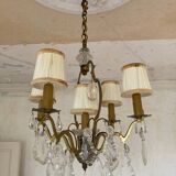 Chandelier 5 light points with glass pendants