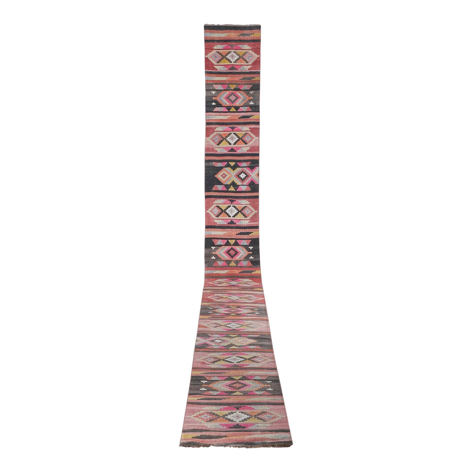 Vintage Turkish hallway rug 70x698 cm
