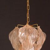 Gorgeous vintage Murano chandelier with leaves of orange and pink highlights