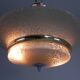 Art Deco suspension with cloudy glass shade and gold band, 1930s