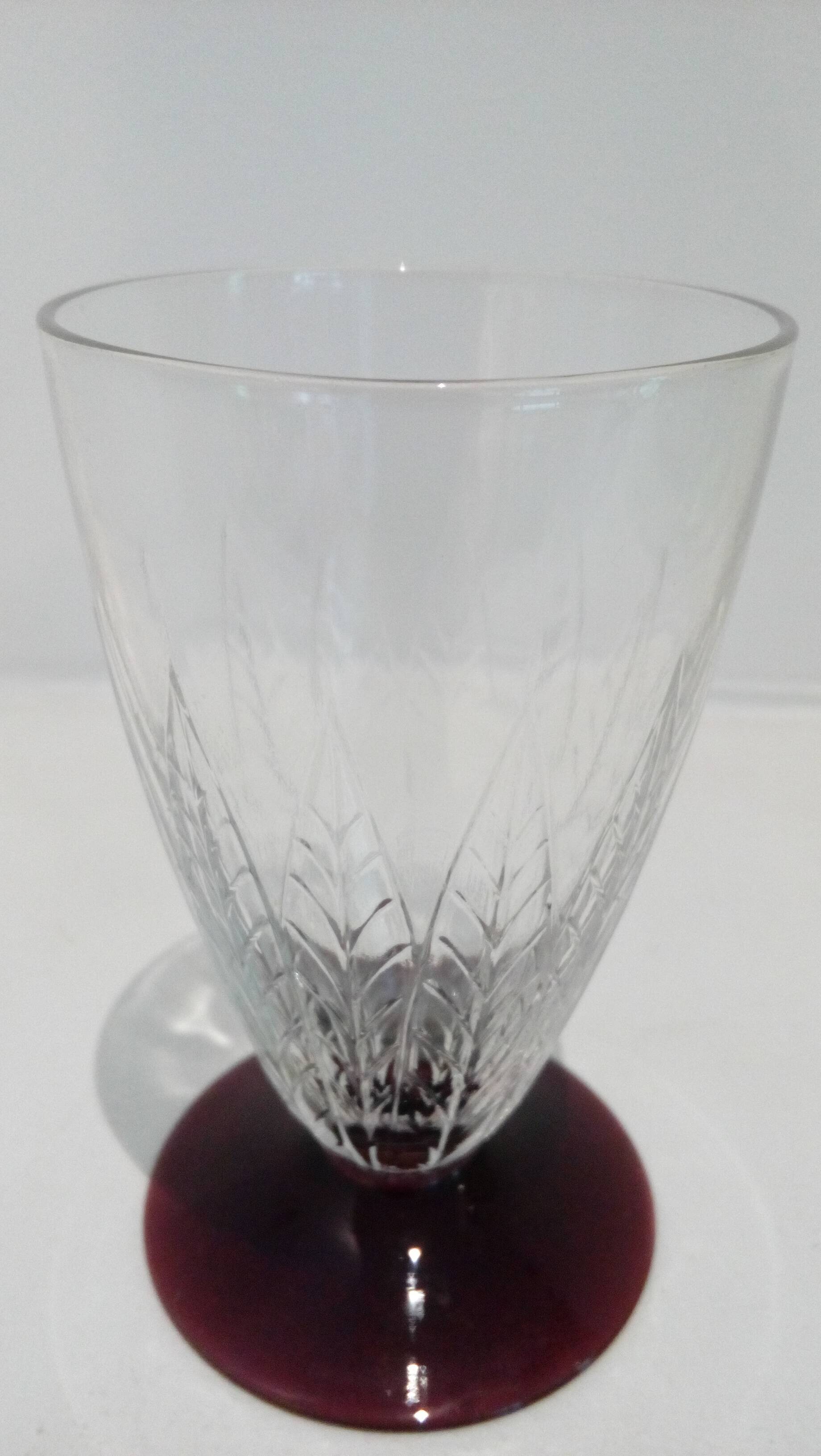 Verres à porto vin cuit apéritif décor de feuille & socle violine