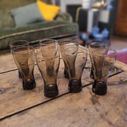 Set of 8 long drink glasses in smoked glass from the 70s – 25 cl