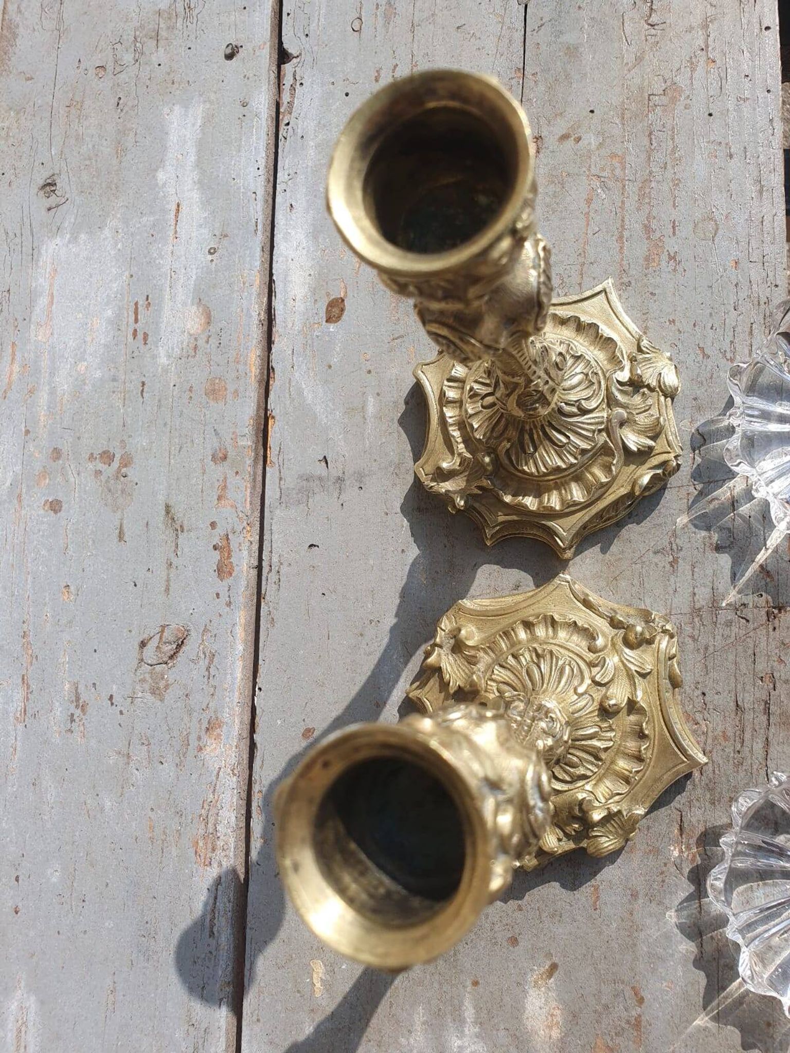 paire bougeoirs bronze