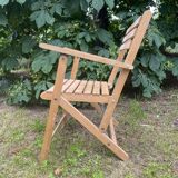 Folding wooden slatted garden chair
