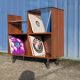 Meuble rangement Hi-Fi vinyles moderniste vintage 1960
