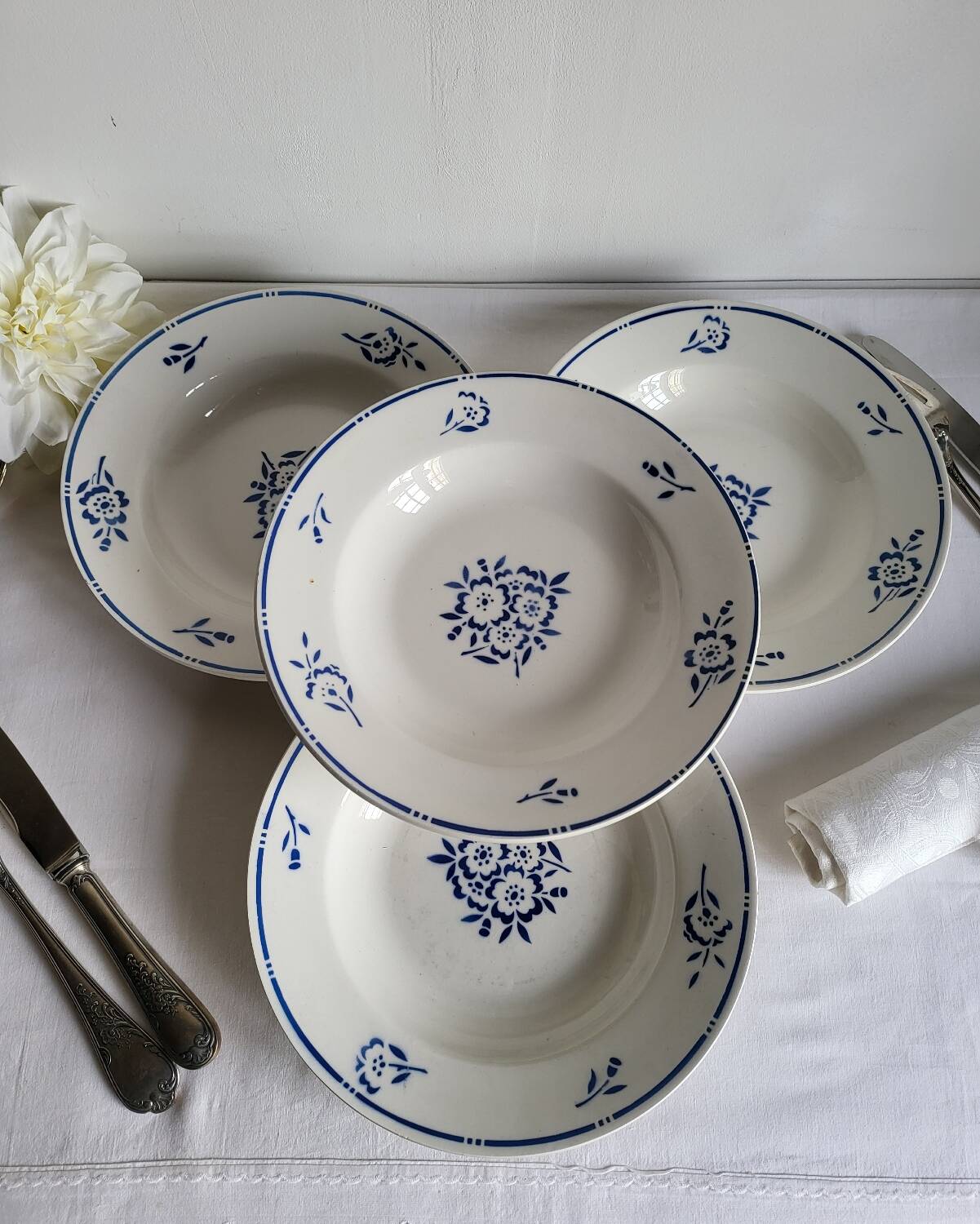 4 Deep Plates in earthenware Moulin des Loups & Hamage model Lucien