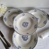 4 Deep Plates in earthenware Moulin des Loups & Hamage model Lucien