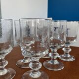 Set of 6 vintage wine glasses in bubble glass, retro chic style
