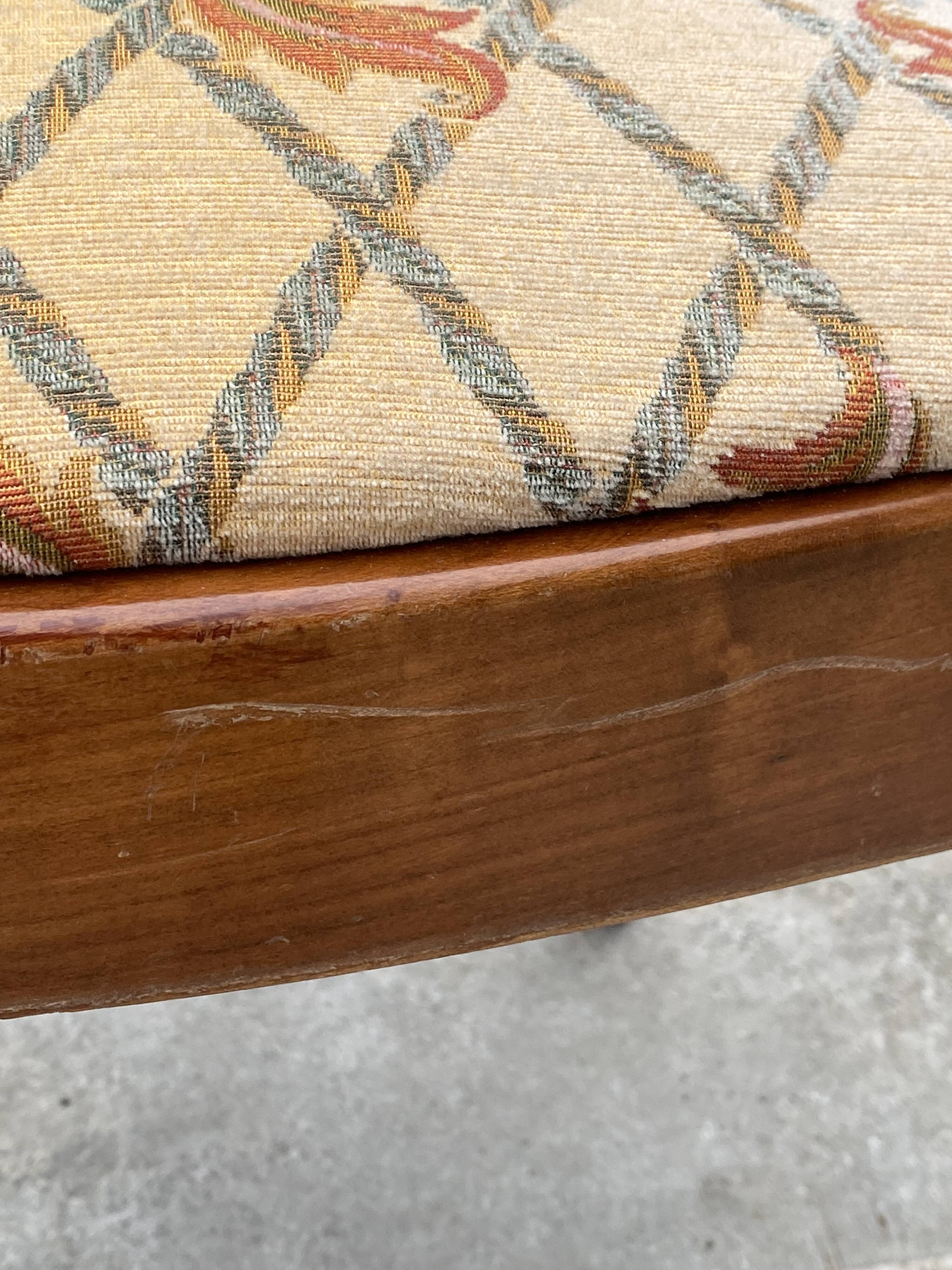 Fauteuil de bureau ancien en merisier et tissu