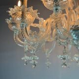 Venetian Chandelier in Colorless Murano Glass, 12 Light Arms, Circa 1900
