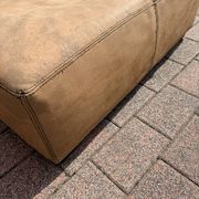 Large square pouffe in patinated nubuck leather – 100 × 100 cm