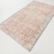 5x8 Faded Pink & Beige Floral Turkish Vintage Rug, 143x248 Cm