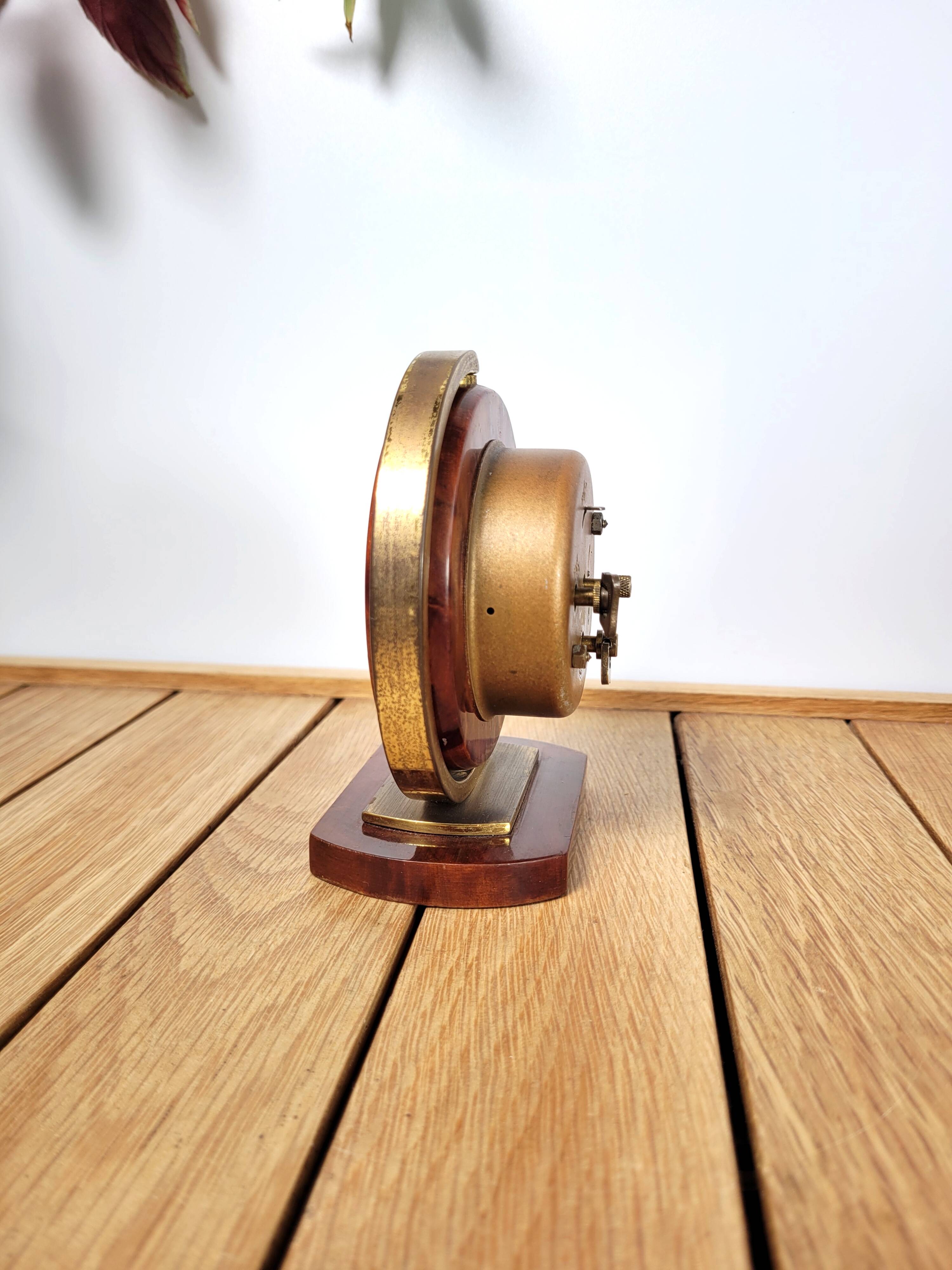 Alarm clock Bayard 1950 walnut and brass