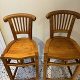 2 tabourets hauts en teck massif
