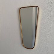 Vintage 1960s mirror asymmetrical free-form rearview mirror gold red - 71 x 3