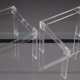 Vintage square small lucite side tables 1970s france