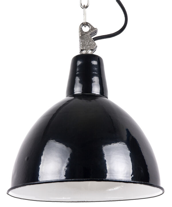 Lampe industrielle en émail de Pologne, couleur noire, 1960