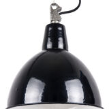 Industrial enamel lamp from Poland, black colour, 1960