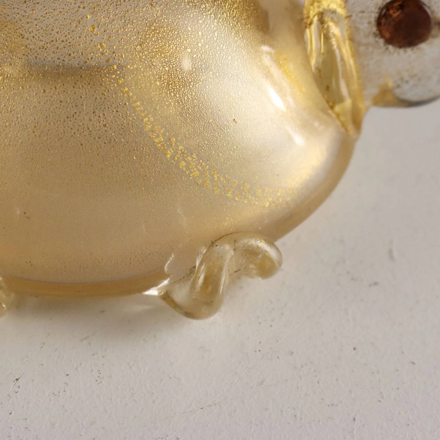 Cendrier en verre en forme de tortue, fabrication Murano, vintage XXe siècle