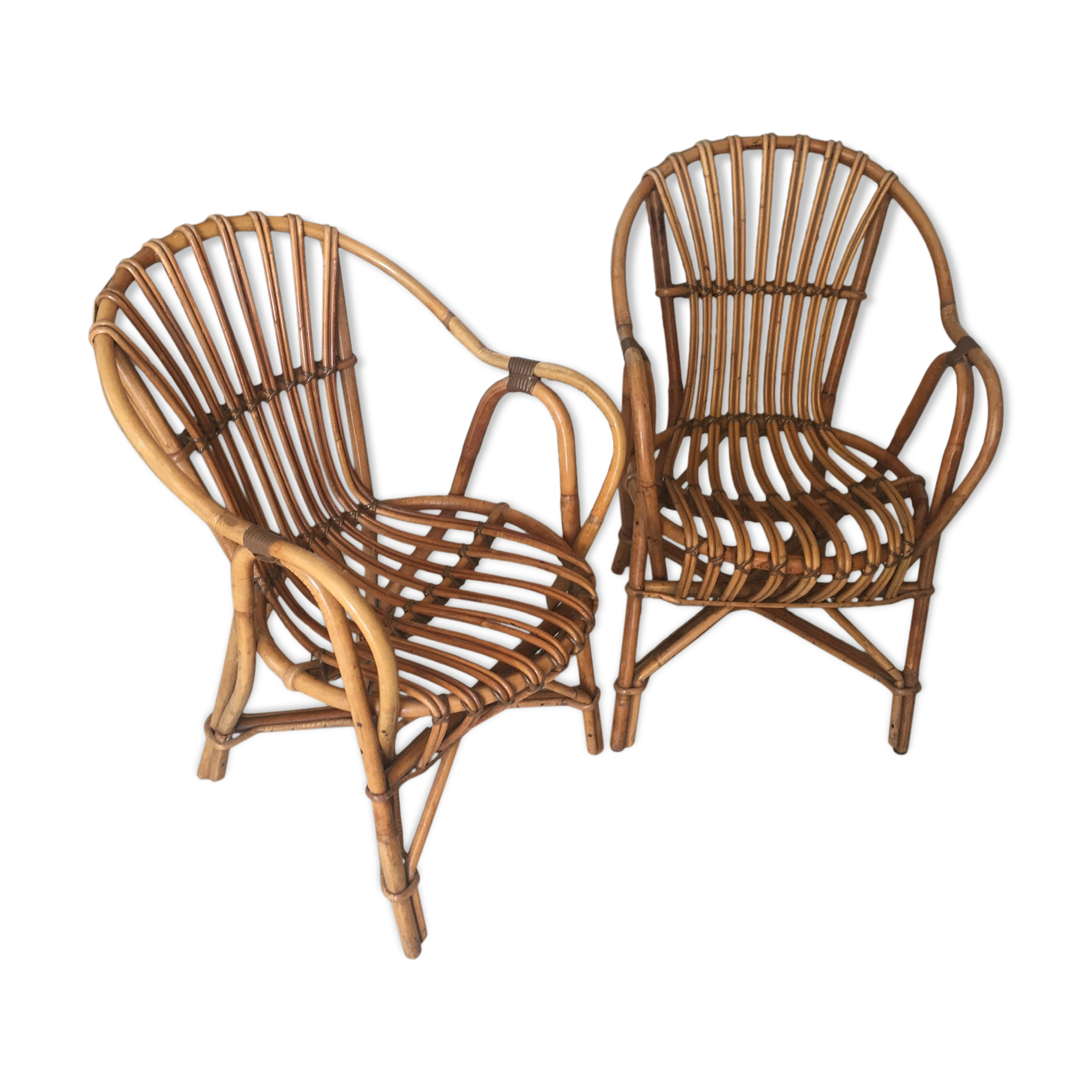 Pair of vintage rattan armchairs