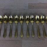 Porcelain tea set A. Vignaud Limoges and mocha spoons Christofle Alfénide