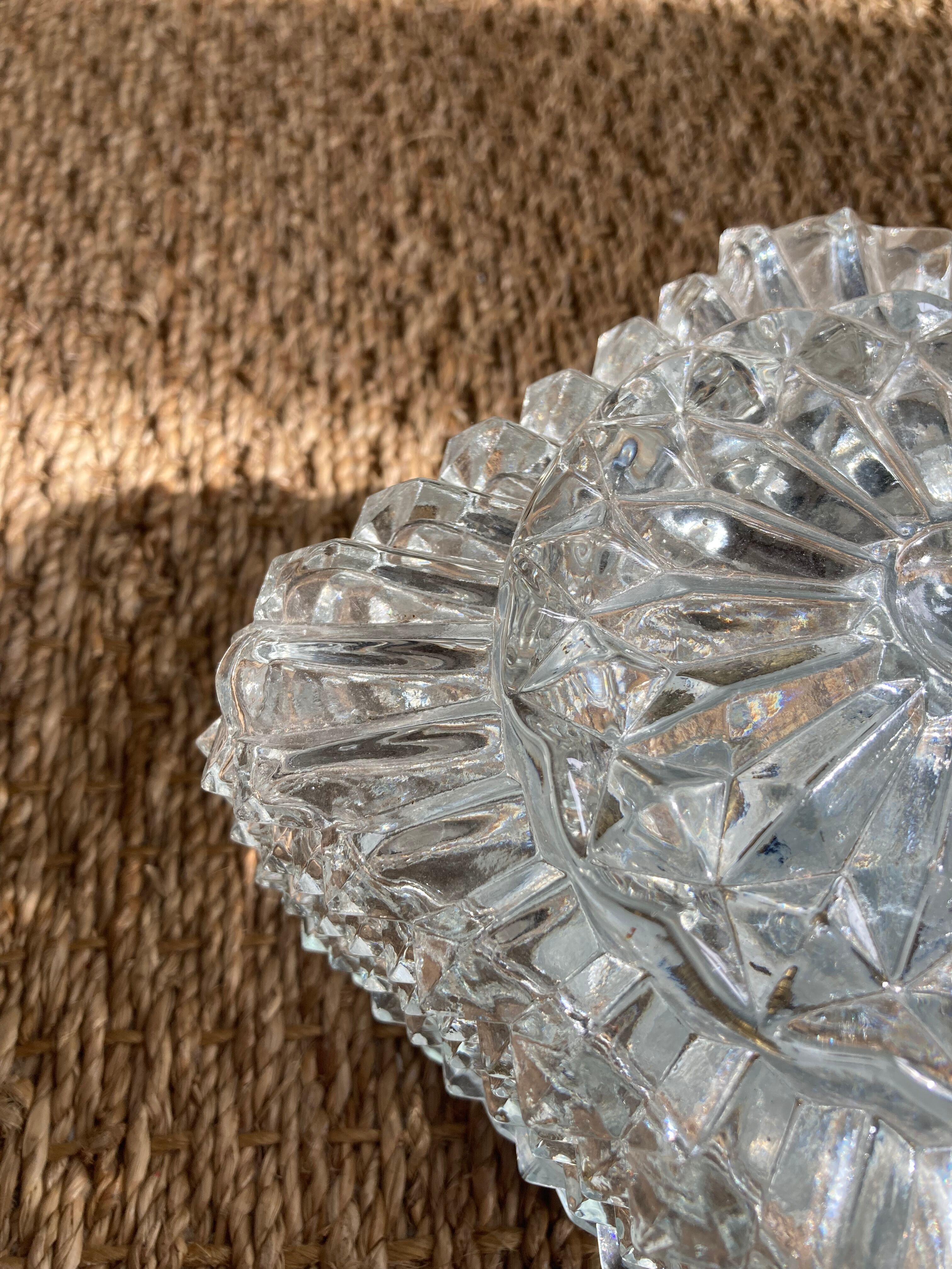 Wall lamp or ceiling lamp in transparent molded glass 1970 square