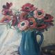 Grande huile sur toile, vase fleuri, Gustav Choley