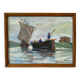 Oil on canvas under glass “Venetian lagoon fisherman”