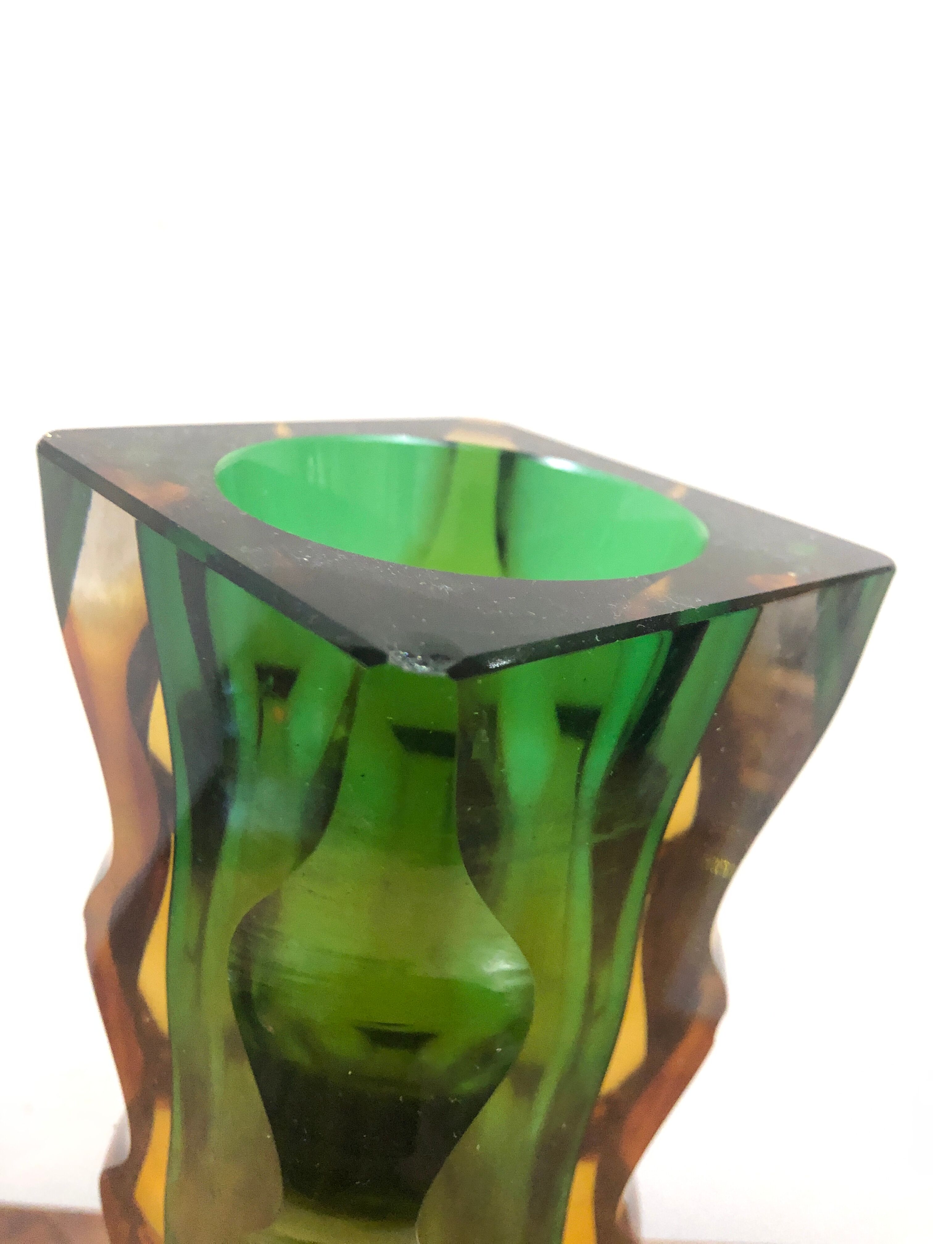 green and orange Murano vase
