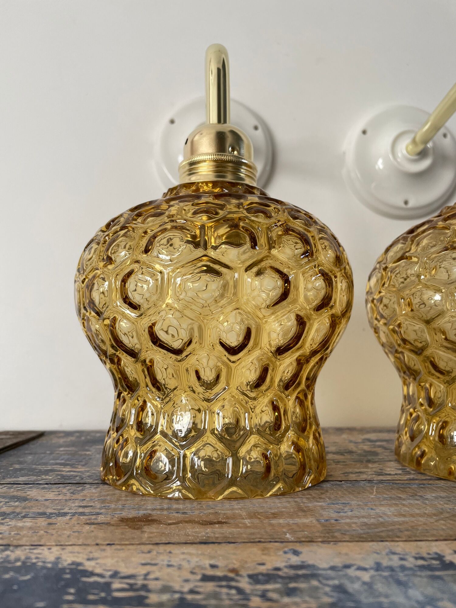 Set of two new electrified bubble glass sconces