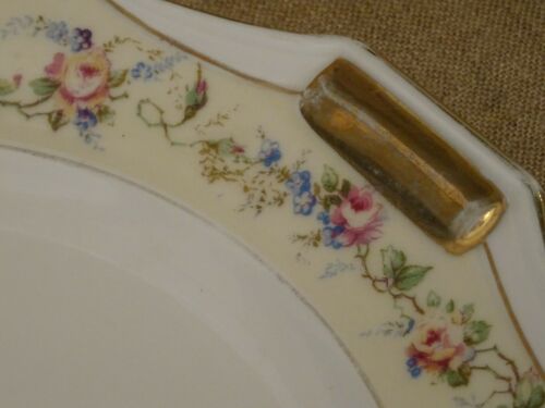 Limoges porcelain pie dish Unique floral decoration roses