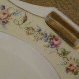 Limoges porcelain pie dish Unique floral decoration roses