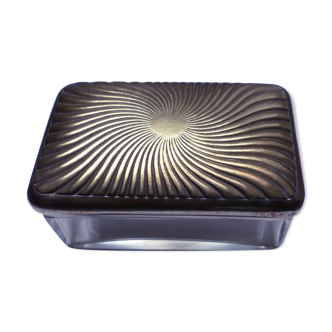 Boîte à savon en verre et métal années 60
