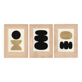 Trio de collages abstraits- noir et or - signés Eawy
