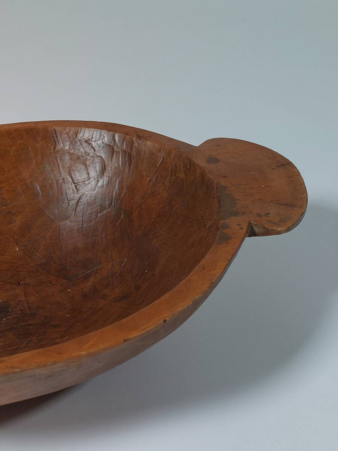 Vintage wooden fruit bowl hand-carved.